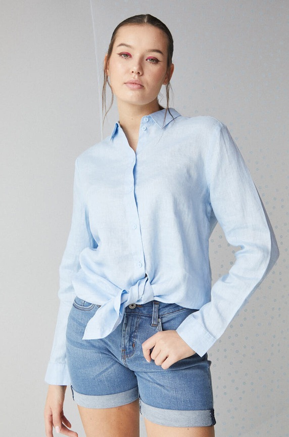 Lanena srajca Medicine Brez vzorca modra RS23.KDD902