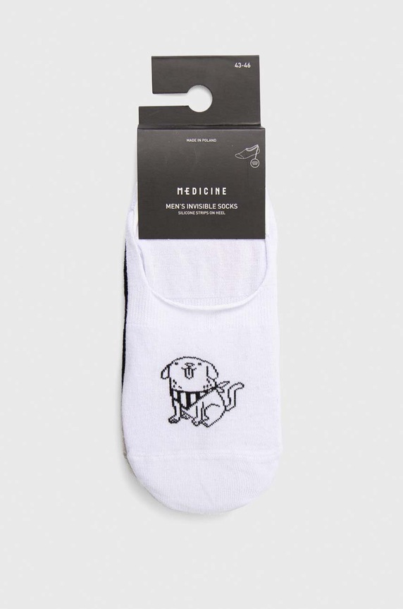 Odzież Skarpetki męskie bawełniane w pieski (3-pack) kolor biały RS23.LGM809 biały