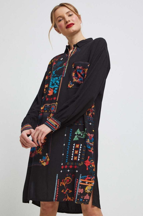 Sukienka damska wzorzysta kolor czarny wzorzyste czarny RS23.SUD600