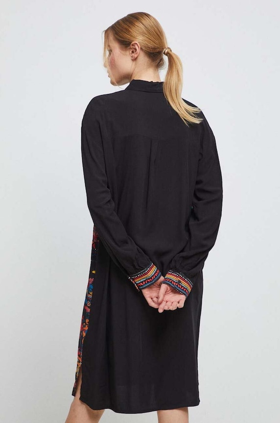 Odzież Sukienka damska wzorzysta kolor czarny RS23.SUD600 czarny