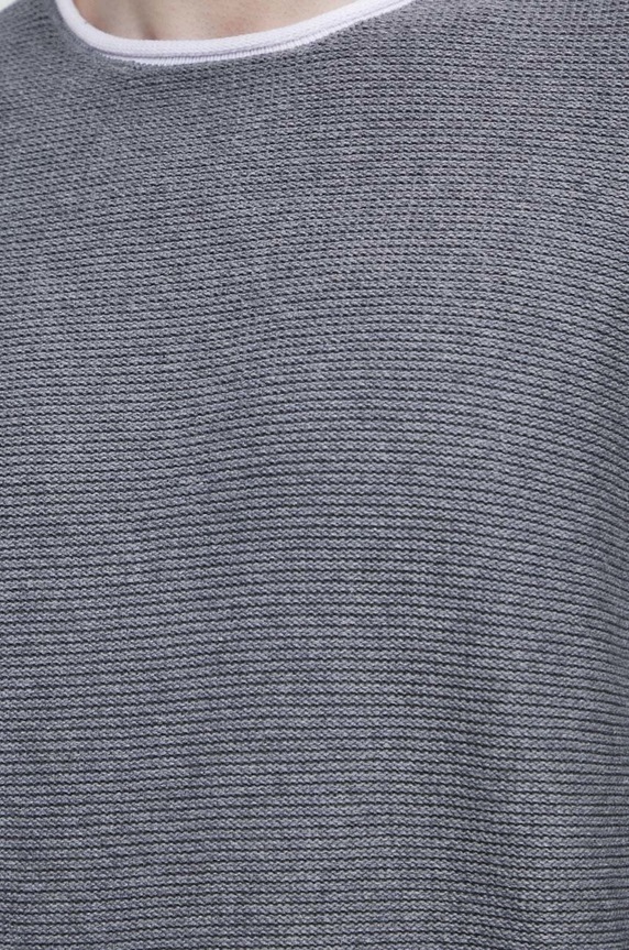 Bavlnený sveter pánsky šedá farba RS23.SWM012 sivá
