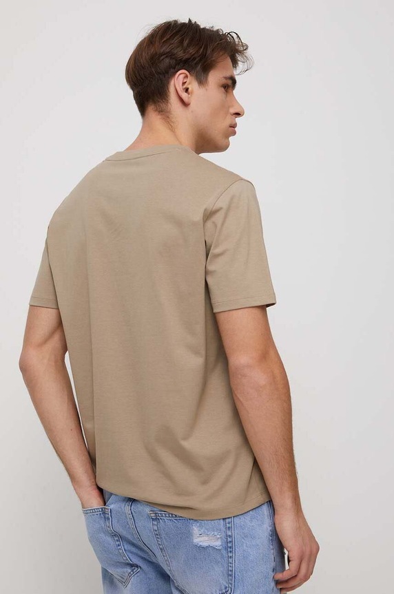 Odzież T-shirt bawełniany męski z nadrukiem kolor beżowy RS23.TSM807 beżowy