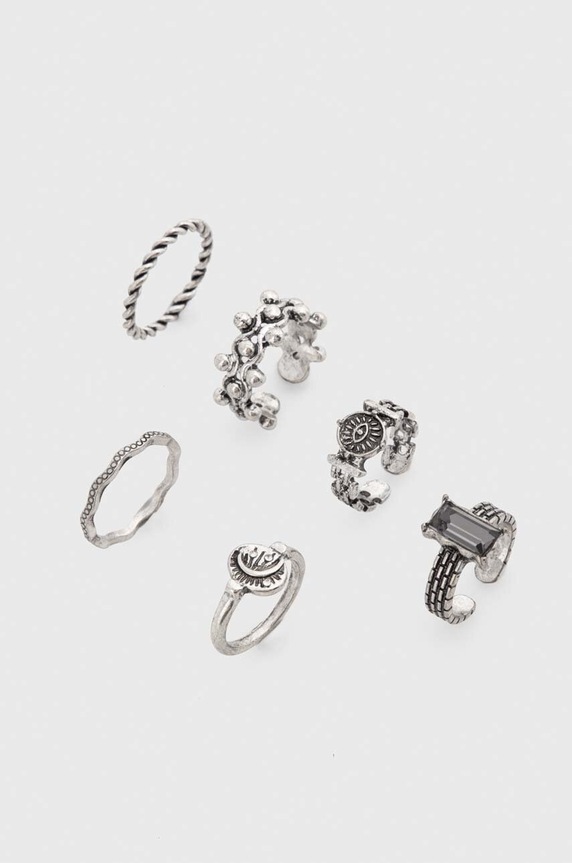 Pierścionki damskie z ozdobnymi elementami (5-pack) kolor srebrny 5-pack srebrny RS24-AKD203