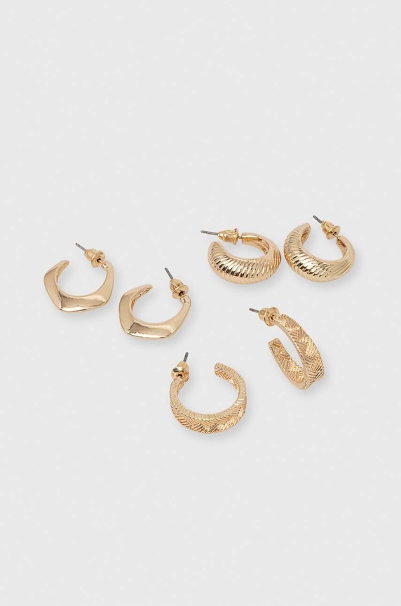 Kolczyki damskie o nieregularnym kształcie (3-pack) kolor złoty 3-pack złoty RS24.AKD507