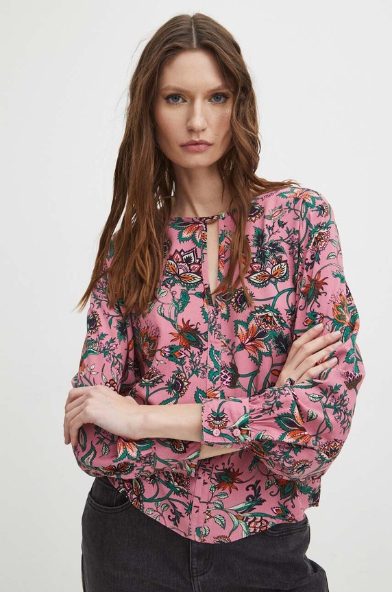 Blúzka dámska so vzorom ružová farba ružová RS24.BDD010