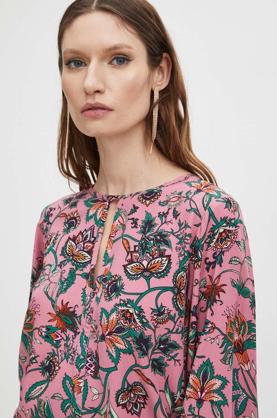 Blúzka dámska so vzorom ružová farba RS24.BDD010 ružová