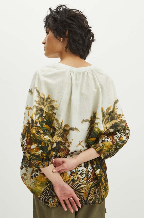 Odzież Bluzka bawełniana damska oversize wzorzysta kolor multicolor RS24-BDD701 multicolor