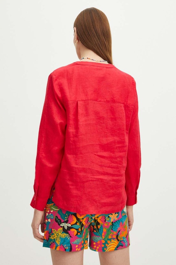 Odzież Bluzka lniana damska kolor czerwony RS24.BDD902 czerwony