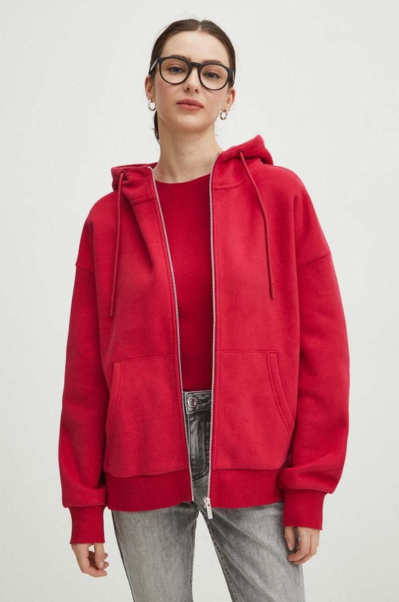 Bluza damska z kapturem gładka kolor różowy różowy RS24.BLD030