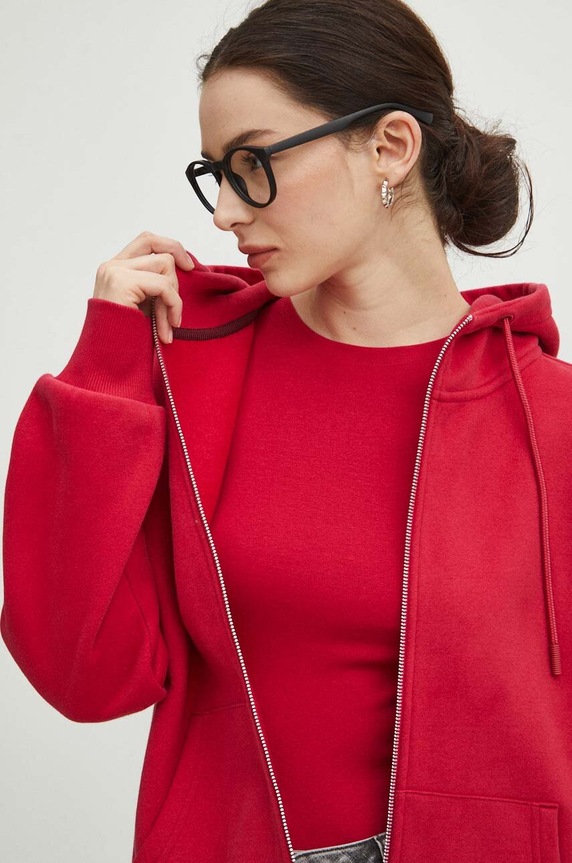 Bluza damska z kapturem gładka kolor różowy RS24.BLD030 różowy