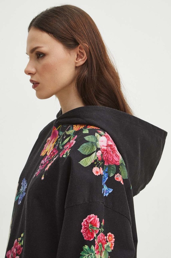 Bluza damska wzorzysta kolor czarny z elastanem czarny RS24.BLD304