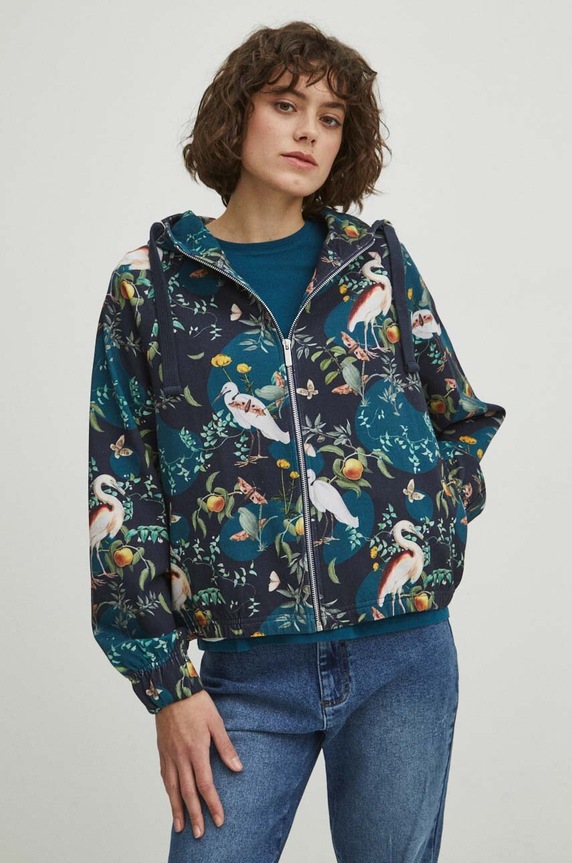 Mikina dámská z kolekce Graphics Series tyrkysová barva RS24-BLD453 tyrkysová RS24