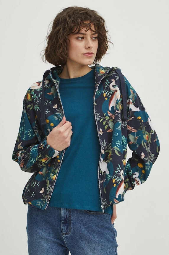 Mikina dámská z kolekce Graphics Series tyrkysová barva RS24-BLD453 tyrkysová