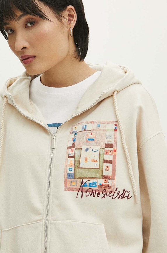 Bluza damska z kolekcji Jerzy Nowosielski x Medicine kolor beżowy beżowy RS24-BLD651