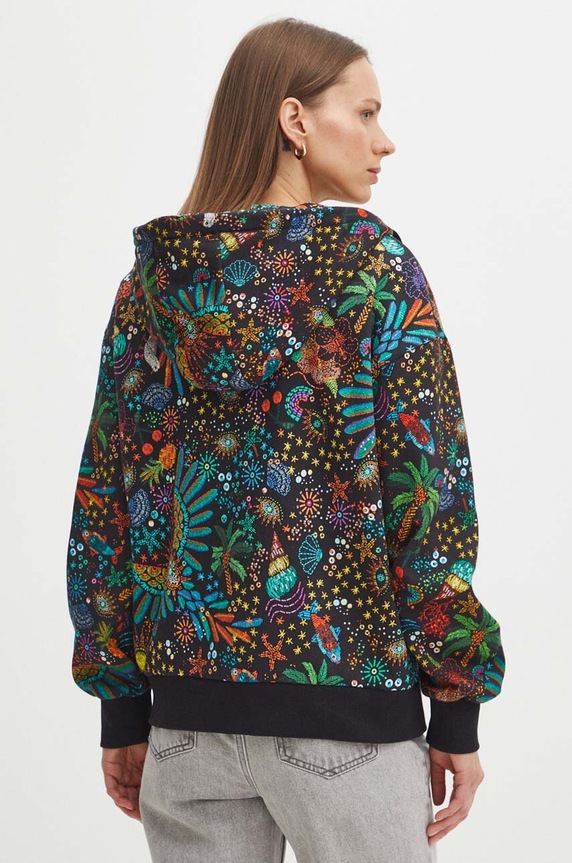 Odzież Bluza damska z kapturem wzorzysta kolor czarny RS24-BLDA03 czarny