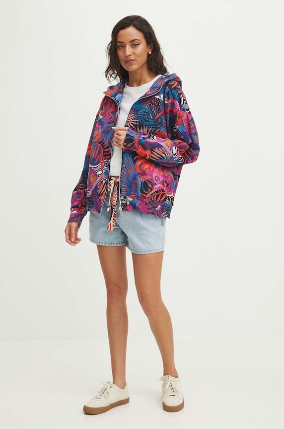 Bluza damska z kapturem wzorzysta kolor różowy RS24.BLDB03 różowy RS24