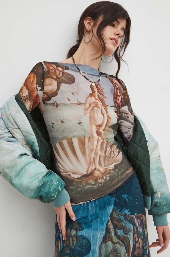 Longsleeve damski z kolekcji Eviva L'arte wzorzysty kolor multicolor RS24.BUD250