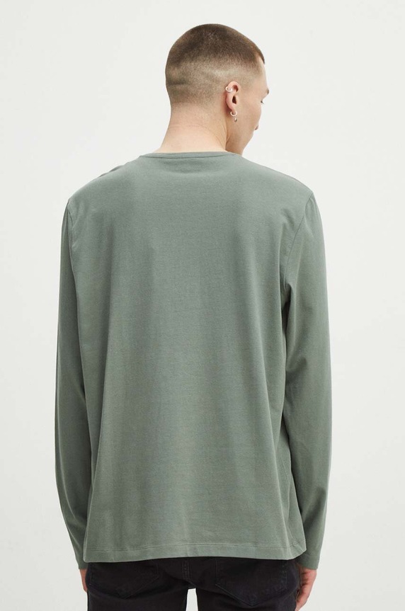 Odzież Longsleeve bawełniany męski gładki kolor zielony RS24-BUM010 zielony
