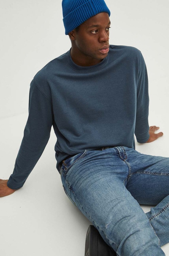 Longsleeve męski regular kolor granatowy RS24.BUM031 granatowy RS24