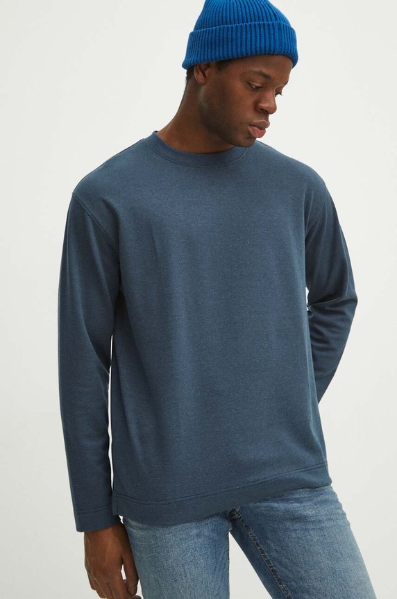 Longsleeve męski regular kolor granatowy z elastanem granatowy RS24.BUM031
