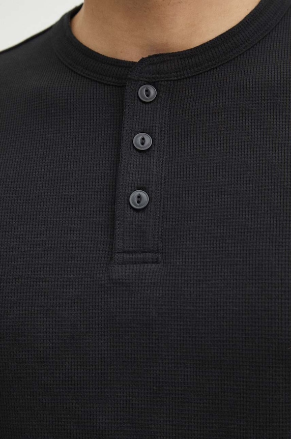 Longsleeve bawełniany męski z fakturą kolor czarny RS24-BUM501 czarny