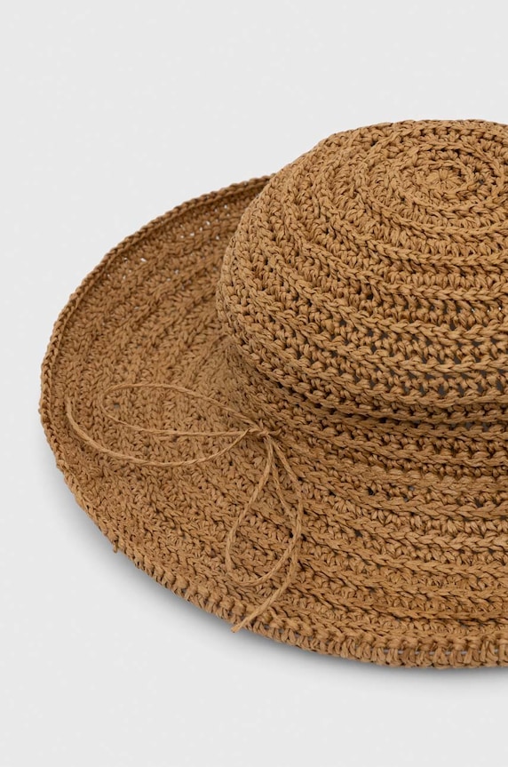 Kapelusz damski pleciony typu bucket hat kolor beżowy RS24-CAD711 beżowy RS24