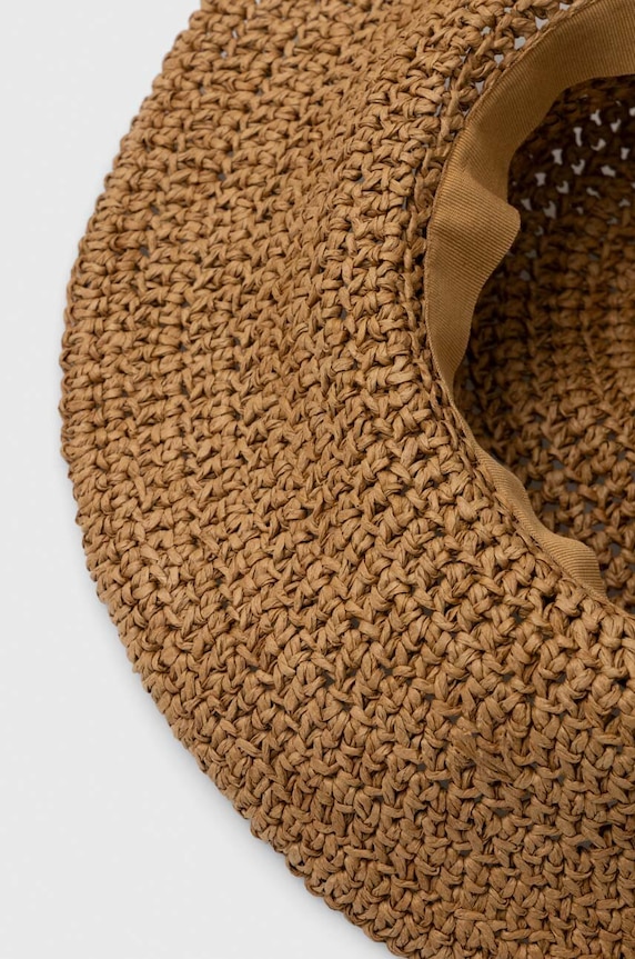 Kapelusz damski pleciony typu bucket hat kolor beżowy RS24-CAD711 beżowy