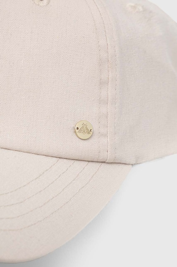 Czapka z daszkiem damska gładka z lnem kolor beżowy RS24.CAD738 beżowy RS24