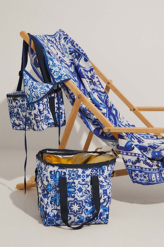 Torba termiczna z funkcją plecaka wzorzysta kolor niebieski RS24-GAU702