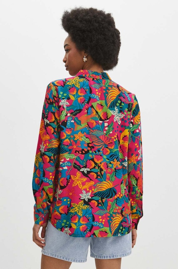 Odzież Koszula damska regular wzorzysta kolor różowy RS24-KDD071 różowy