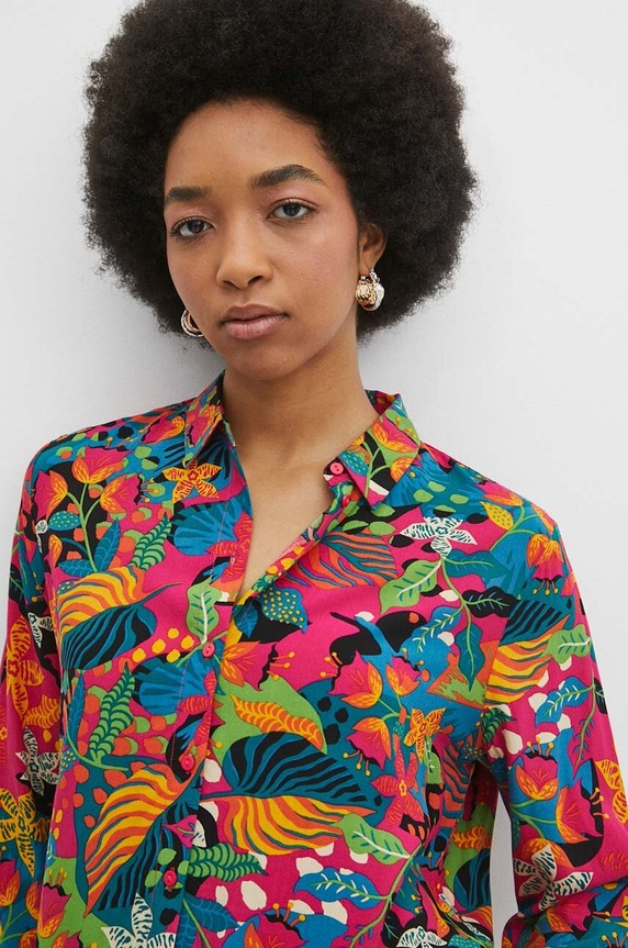 Koszula damska regular wzorzysta kolor różowy RS24-KDD071 różowy