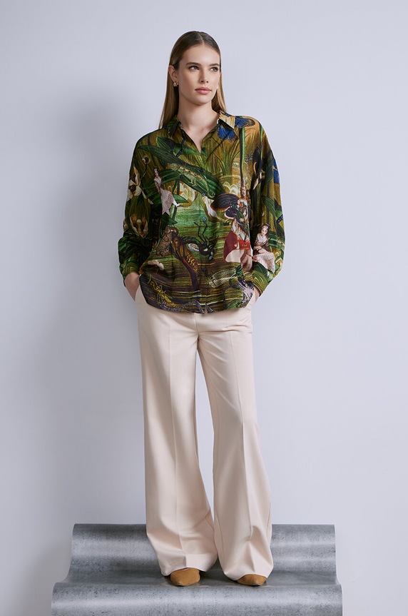 Koszula damska by Magda Kubiak - Dziki Las collages, Grafika Polska kolor multicolor casual multicolor RS24.KDD450