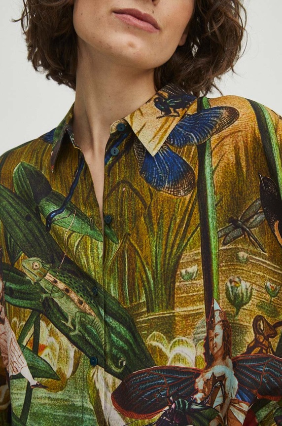 Koszula damska by Magda Kubiak - Dziki Las collages, Grafika Polska kolor multicolor RS24.KDD450