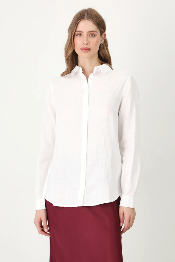 košile dámská lněná klasický bílá RS24-KDD501