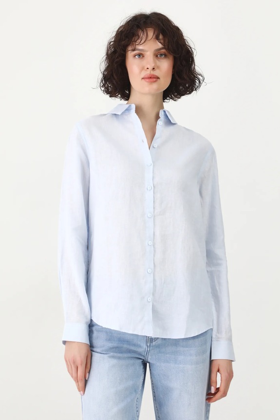Medicine koszula damska lniana regular niebieski RS24-KDD501