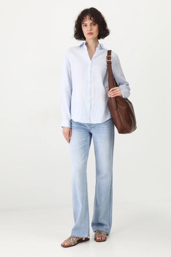 Medicine koszula damska lniana RS24-KDD501 niebieski RS24