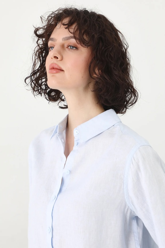 Medicine koszula damska lniana niebieski RS24-KDD501