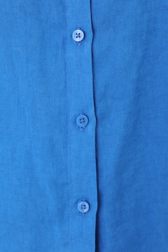 Koszula lniana gładka kolor niebieski RS24-KDD501 niebieski
