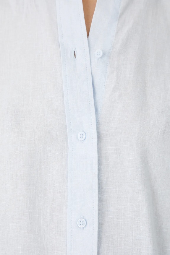 Koszula lniana gładka kolor niebieski RS24-KDD700