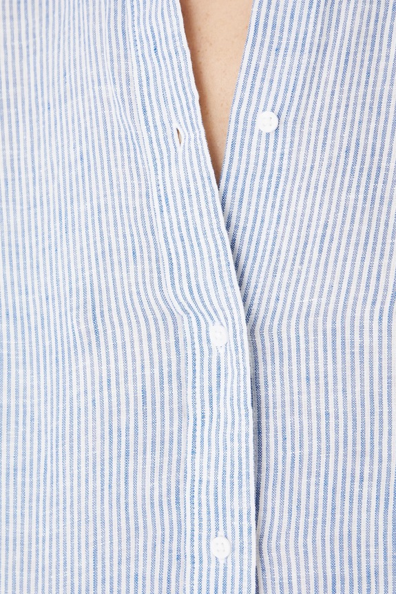 Koszula lniana gładka kolor niebieski RS24-KDD700 niebieski