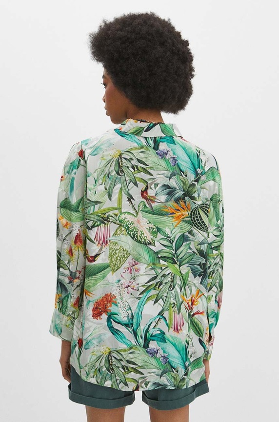Odzież Koszula damska oversize z wiskozy wzorzysta kolor multicolor RS24-KDD701 multicolor