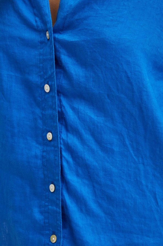 Koszula lniana damska gładka kolor niebieski RS24-KDD902 niebieski