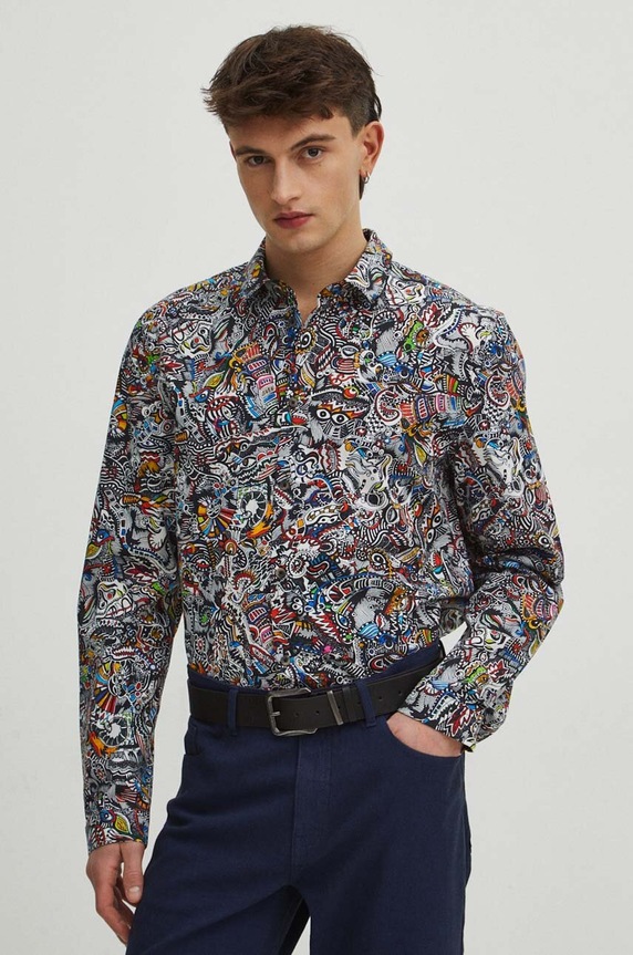 Koszula męska by Justyna Rybak, Grafika Polska kolor multicolor RS24.KDM420 multicolor