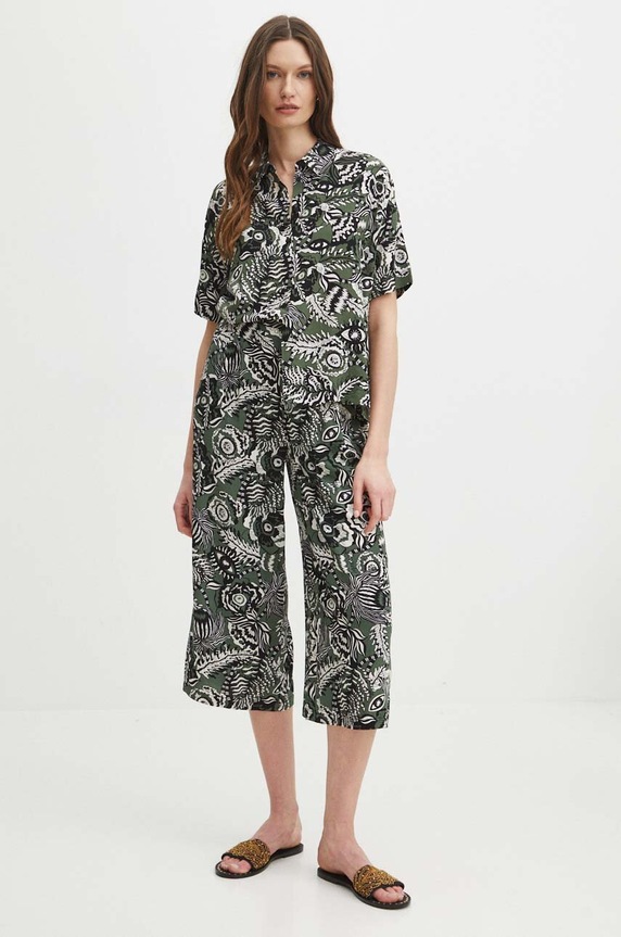 Koszula damska oversize wzorzysta kolor zielony RS24-KKD091 zielony RS24