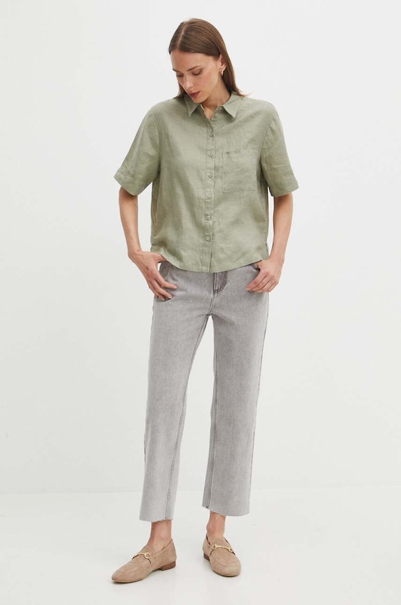 Medicine camicia di lino RS24-KKD902 verde RS24