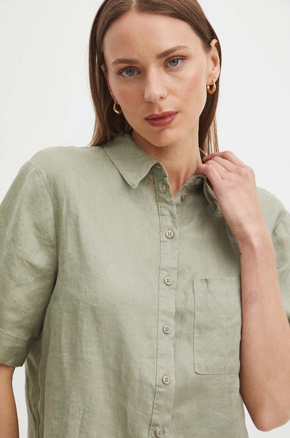 Medicine camicia di lino verde RS24-KKD902