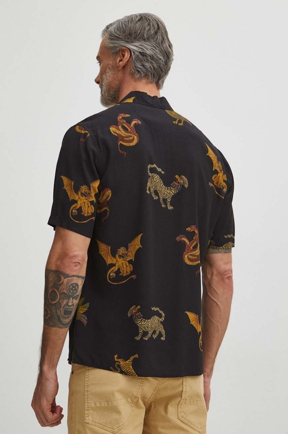 Koszula męska z wiskozy z kołnierzykiem typu resort kolor multicolor multicolor RS24-KKM500