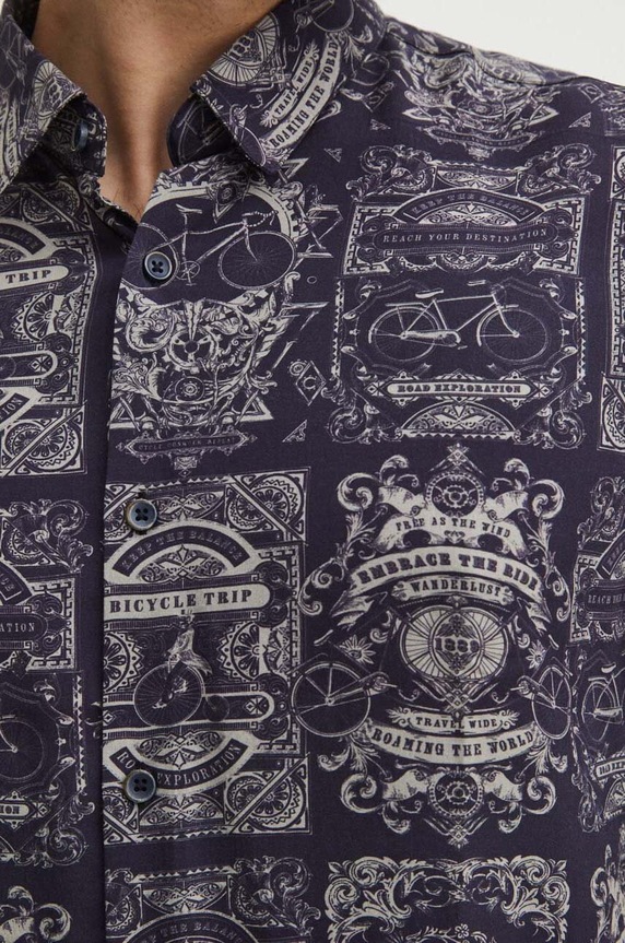 Koszula męska z wiskozy z kołnierzykiem klasycznym kolor multicolor RS24-KKM600 multicolor RS24