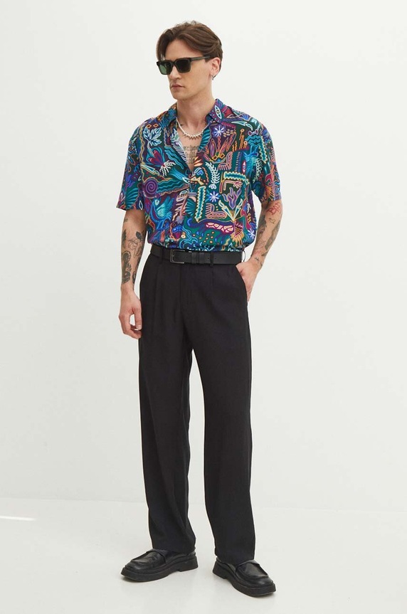Koszula męska z kołnierzykiem klasycznym wzorzysta kolor multicolor RS24.KKMB14 multicolor RS24