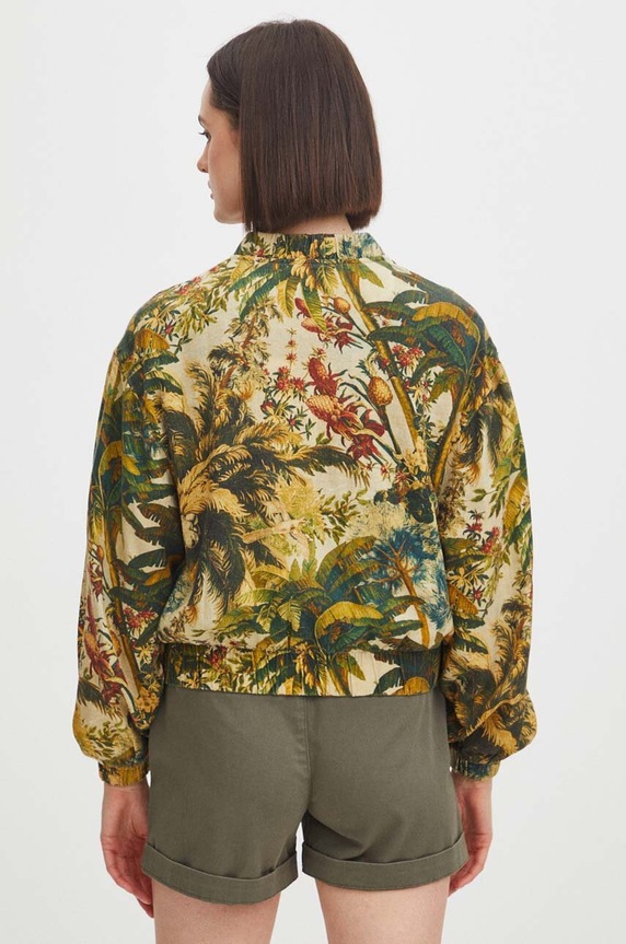 Oblečenie Ľanová bomber bunda béžová farba RS24-KUD700 béžová